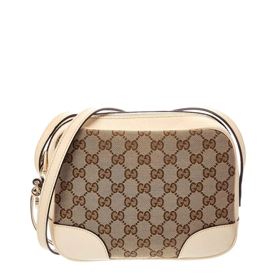 Gucci Beige Ebony Avoire Monogram Dollar Calfskin Leather Mini Bree Messenger