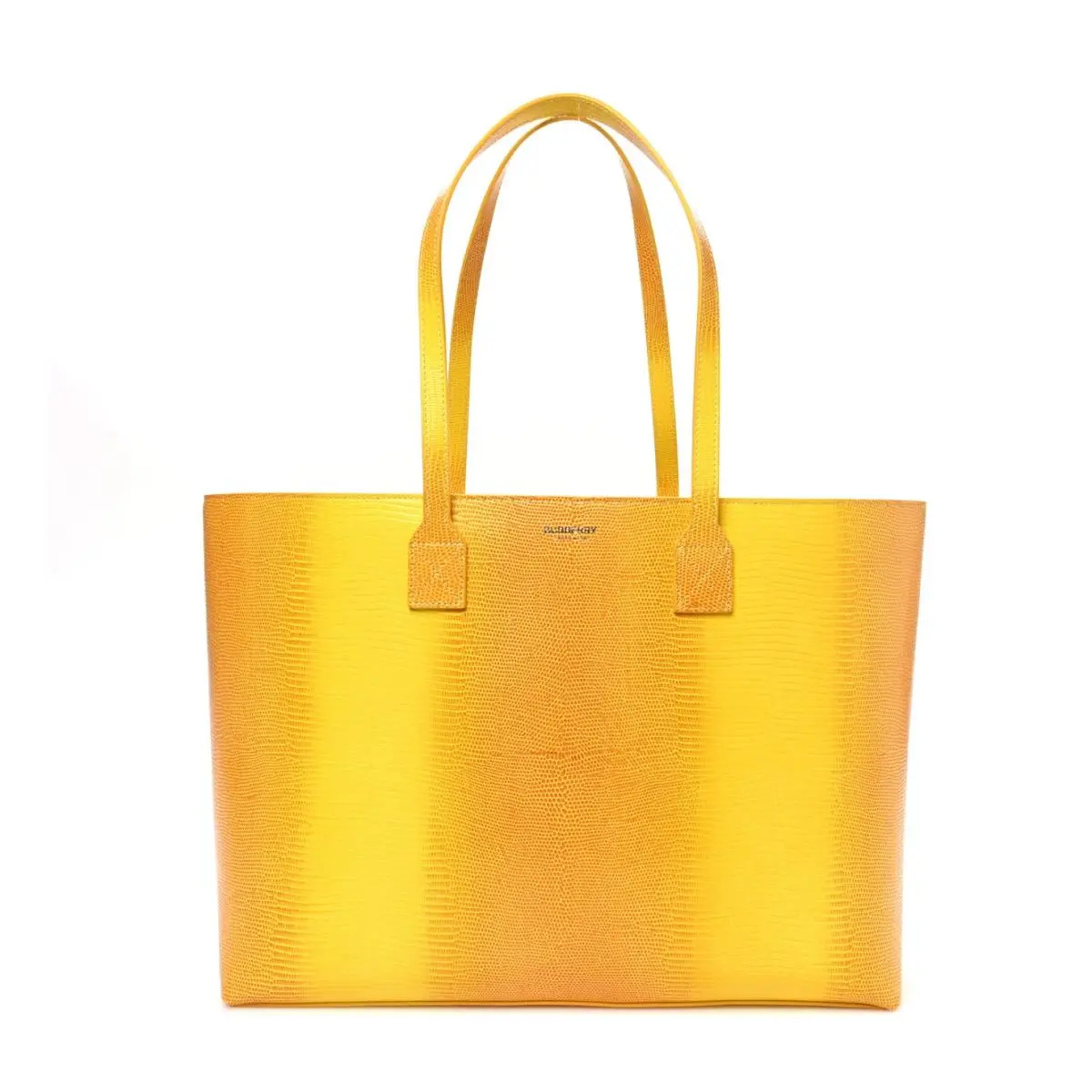 Burberry London Yellow Lizard Embossed Leather Tote Bag Handbag