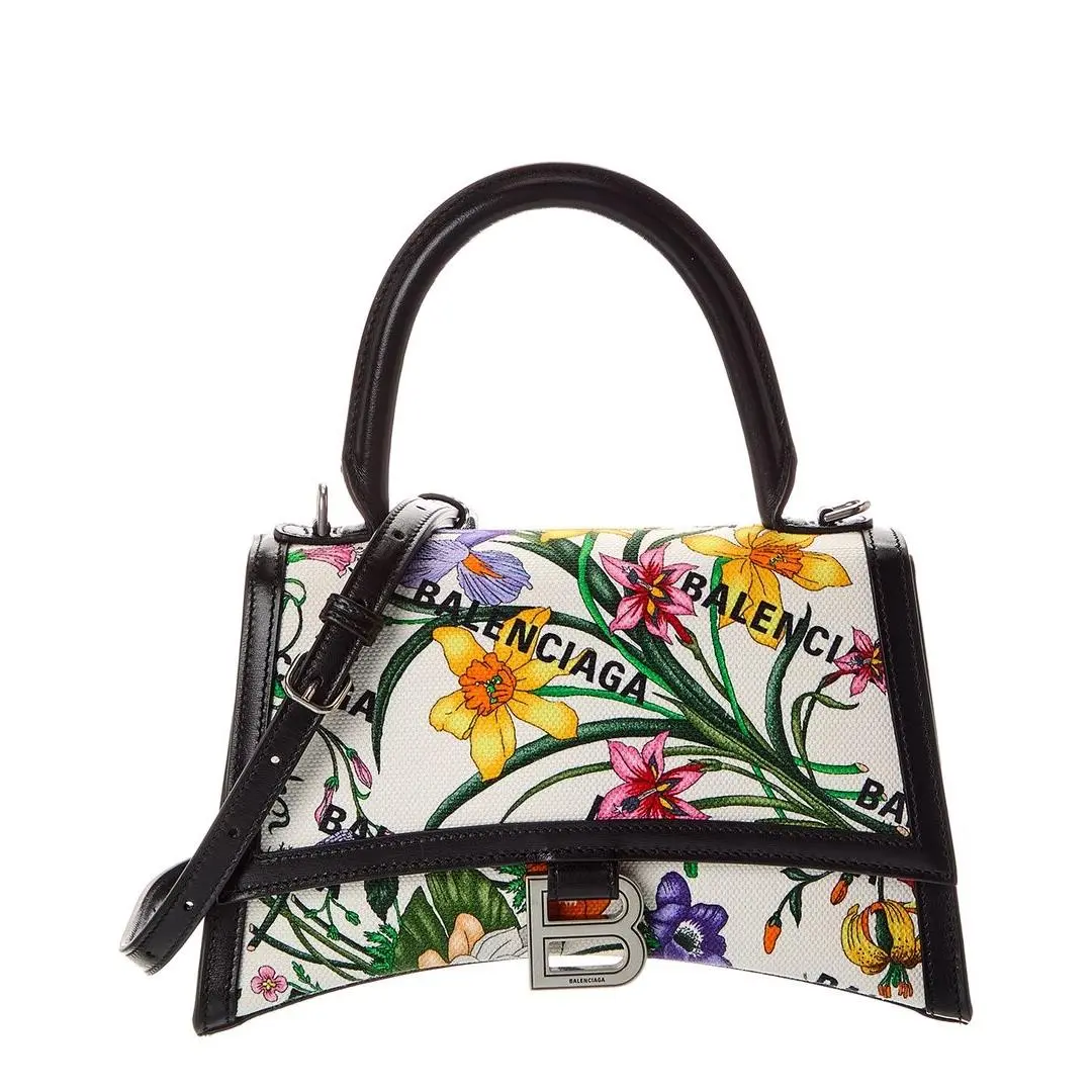 Gucci X Balenciaga Hourglass Small Canvas Leather Shoulder Bag Women`s White