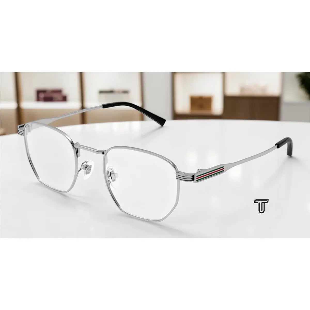 Gucci GG1878O 002 Rectangular Squared Ruthenium Demo Lens 49 mm Men`s Eyeglasses