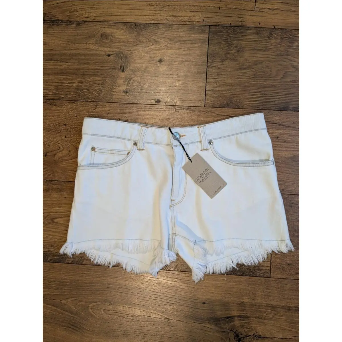 Golden Goose White Denim Cut Off Frayed Hem Shorts Made Italy Sz 28 Fits 32