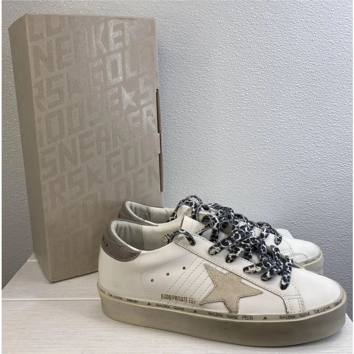 Golden Goose Hi Star Sneakers Womens US10 EU40 White Leather Private Edition