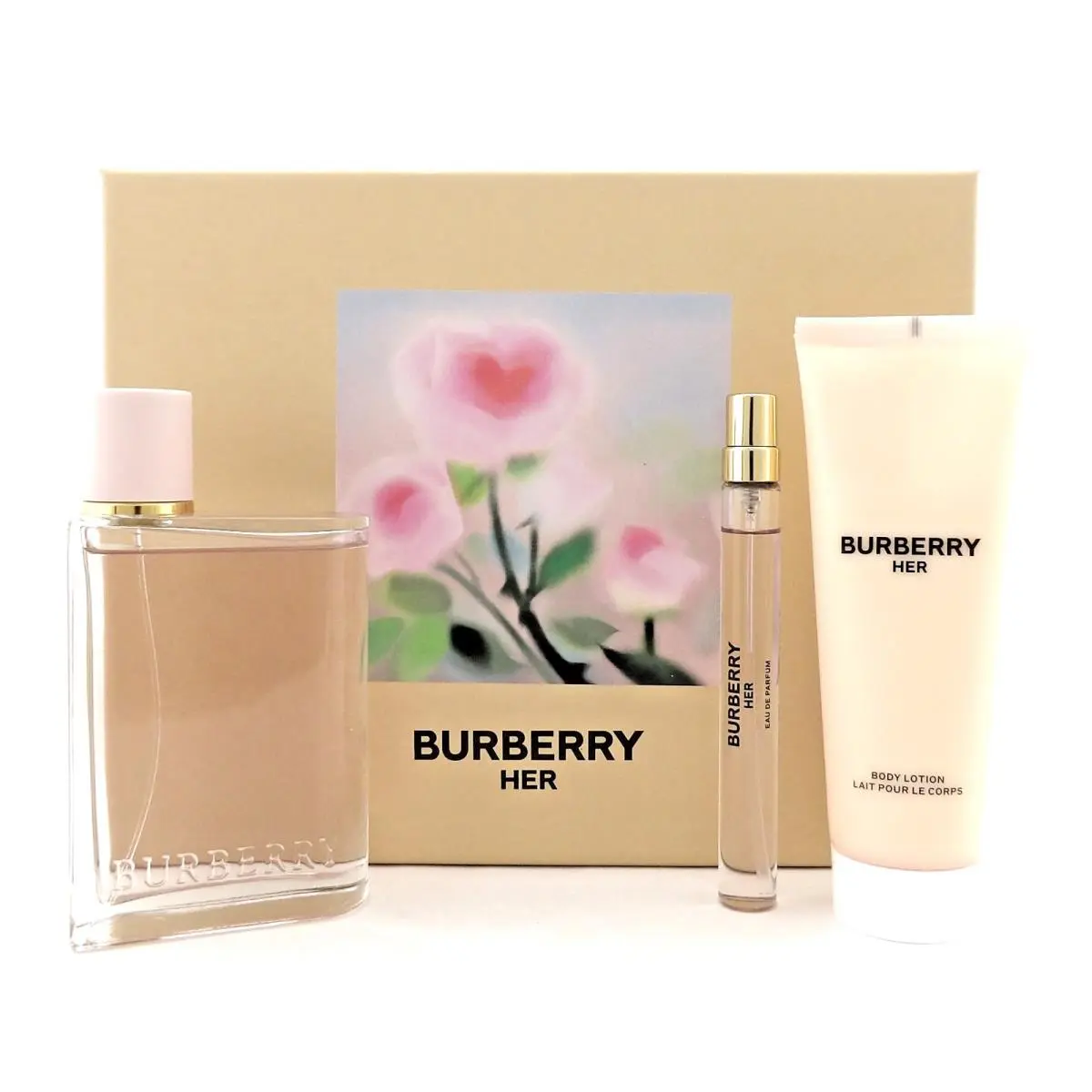 Burberry Her by Burberry 3.3oz 10ml Eau de Parfum Spray+2.5oz B/lotion Set
