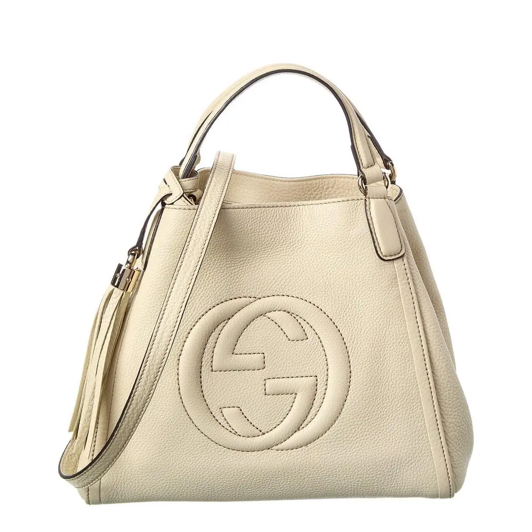 Ivory Pebbled Calf Leather Small Soho Shoulder Bag Pre-loved by Gucci