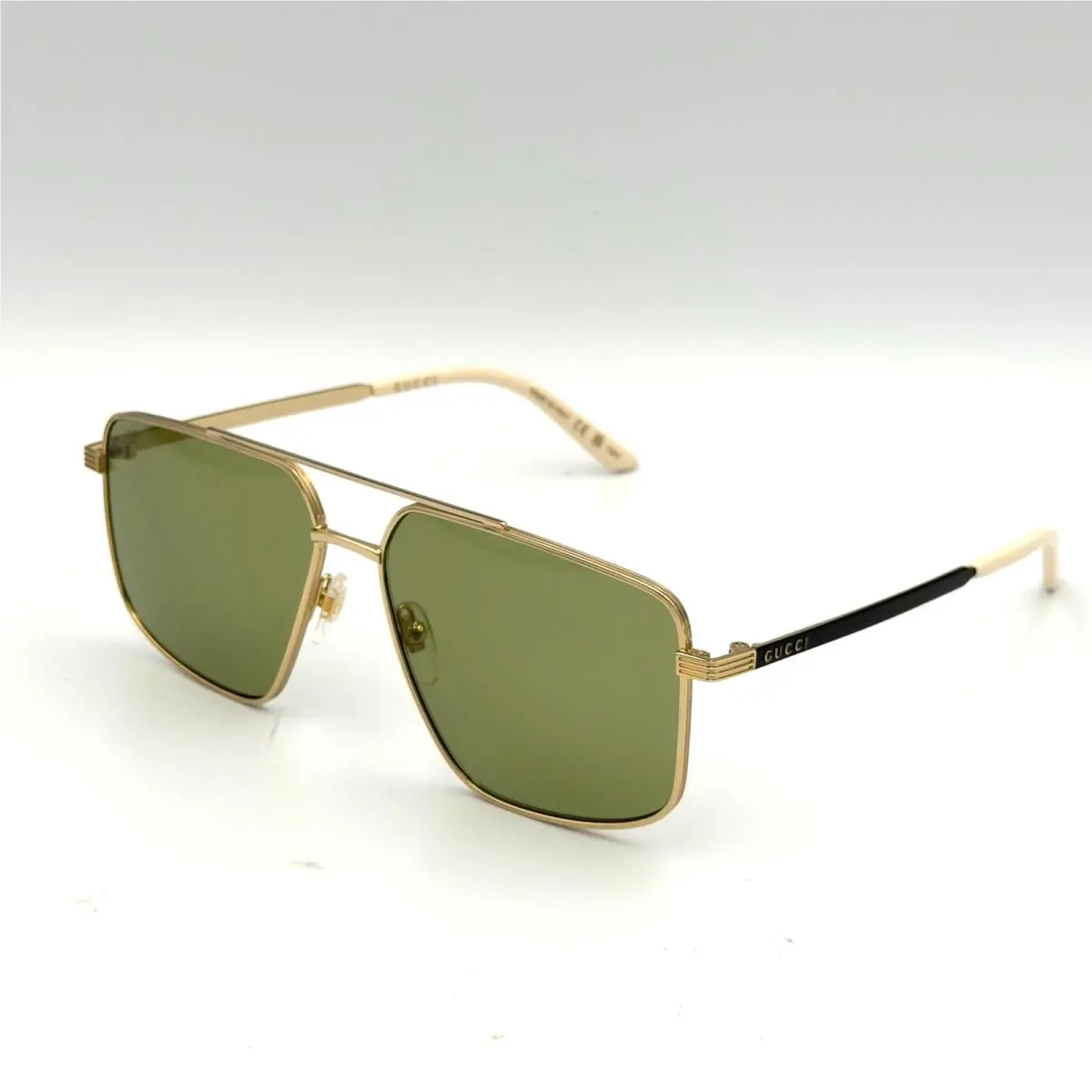 Gucci GG0941S 002 Gold Black Green 60mm Pilot Sunglasses Italy