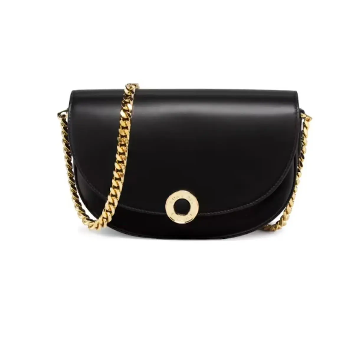 Burberry Claudinne Black Leather Chain Shoulder Bag Gold Hardware