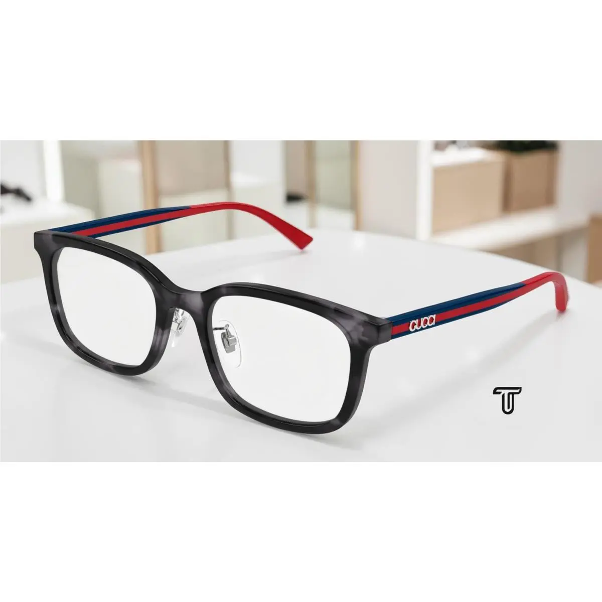 Gucci GG1873OK 004 Rectangular Havana Blue Demo Lens 53 mm Men`s Eyeglasses