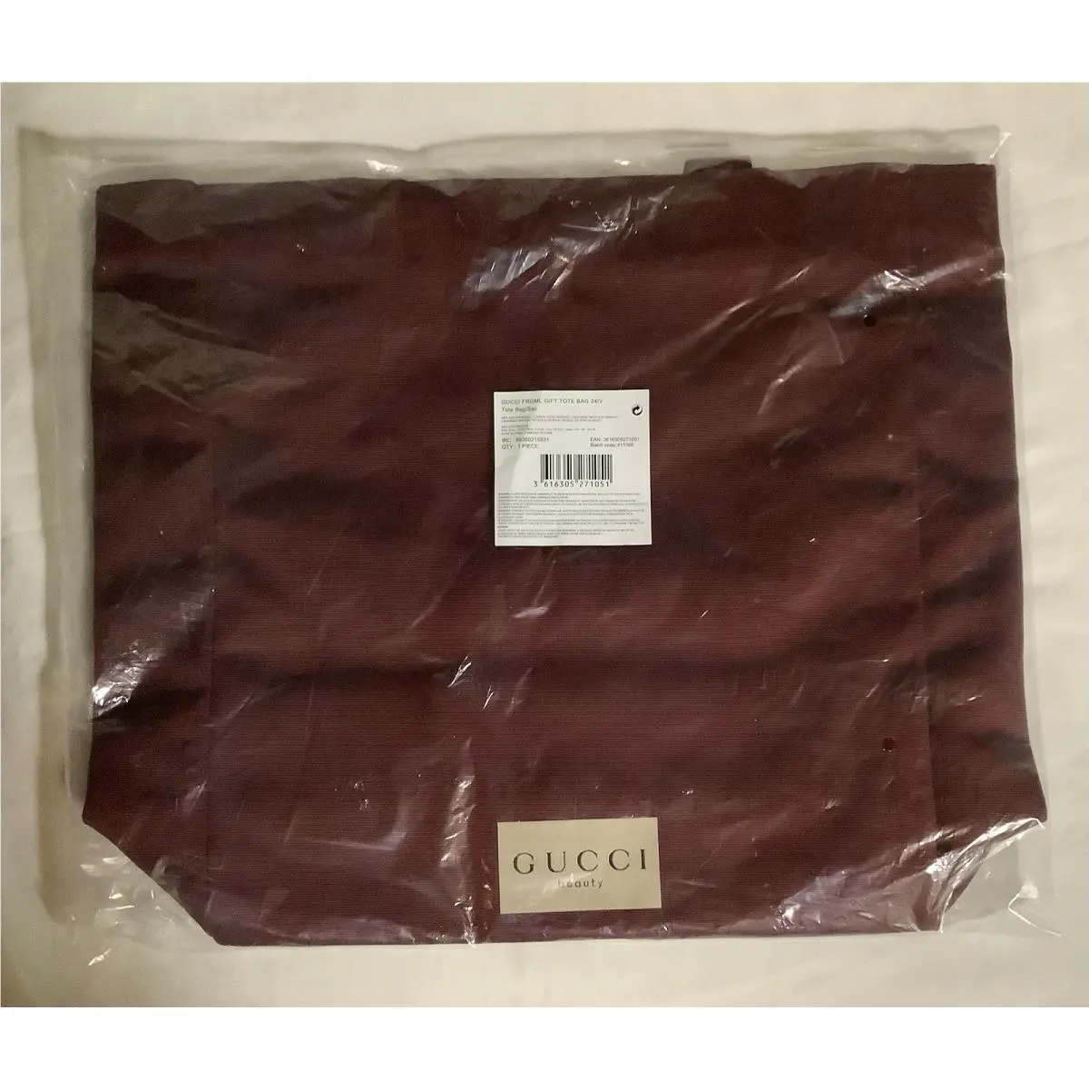 Gucci Gift Tote Bag Burgundy 24IV In Bag 16” W