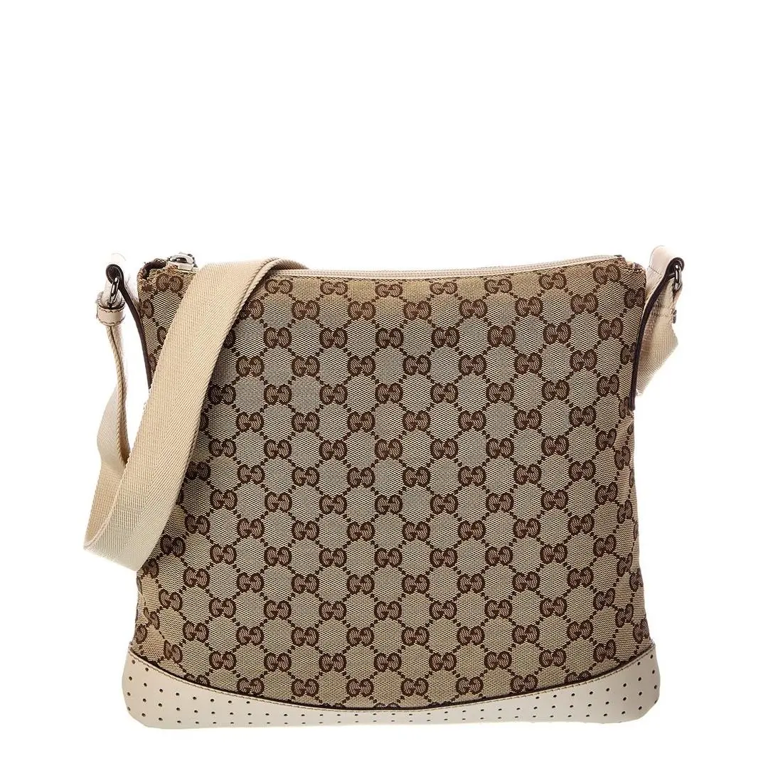 Gucci Brown Gg Canvas Mini Perforated Flat Messenger Pre-loved