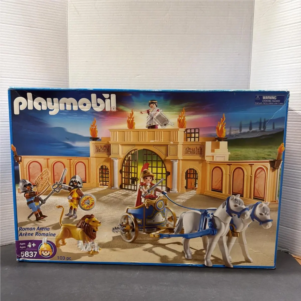 2007 Playmobil 5837 Roman Arena Gladiators Chariot Horses Emperor