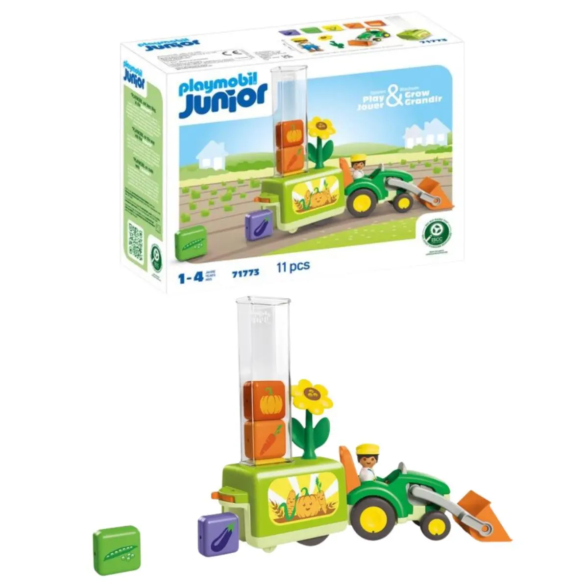 Playmobil Junior Tractor with Fun Planter Toy From 1 Year Gift For Toddl
