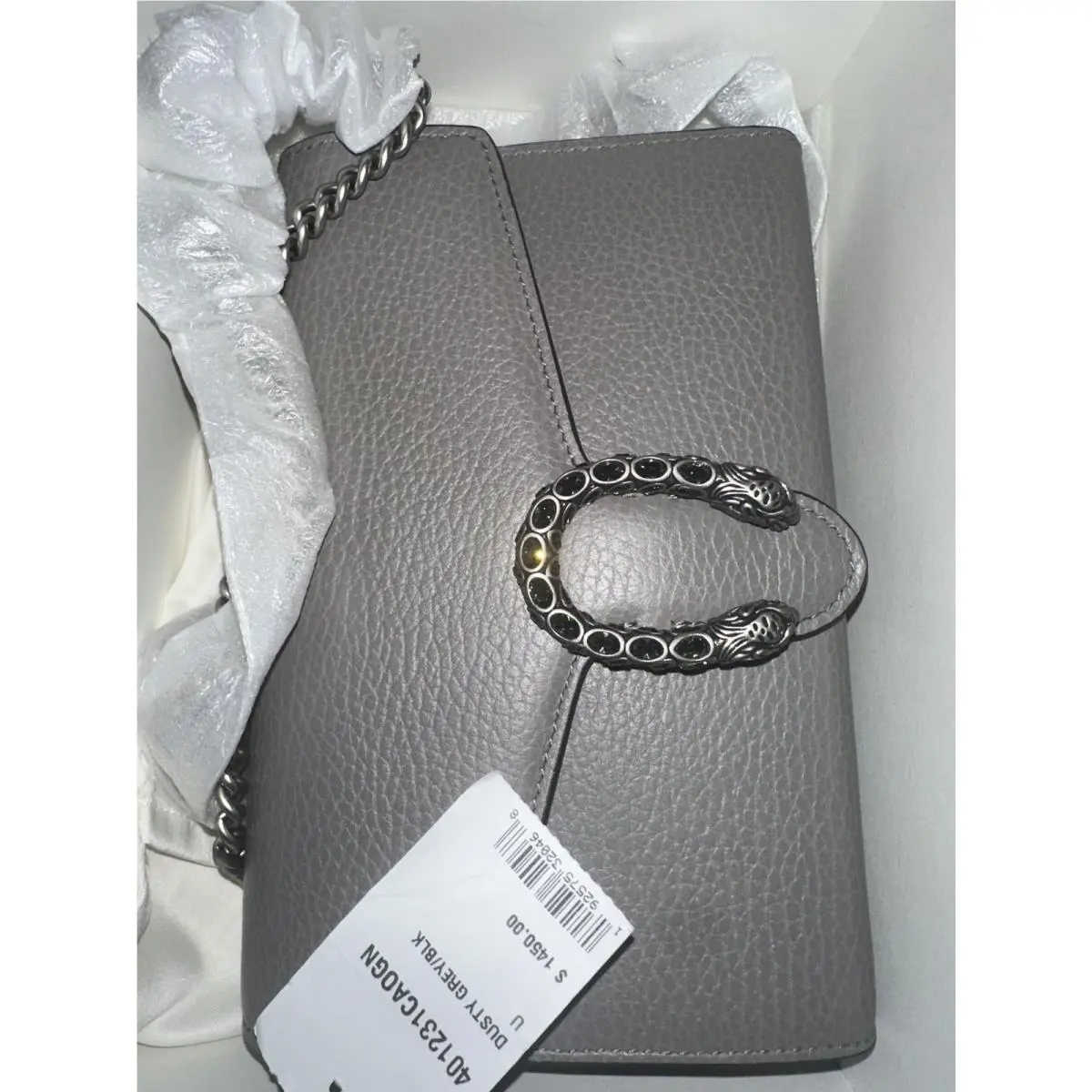 Gucci Dionysus Leather Mini Chain Bag Women`s Dusty Grey