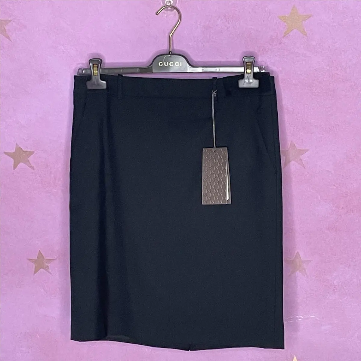 Gucci Uniform Size 42 Black Wool Pencil Skirt Made In Bulgaria Hanger Bag