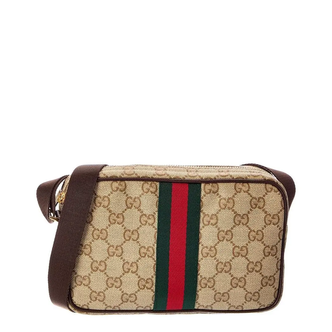 Gucci Gg Coated Canvas Leather Mini Bag Women`s Beige