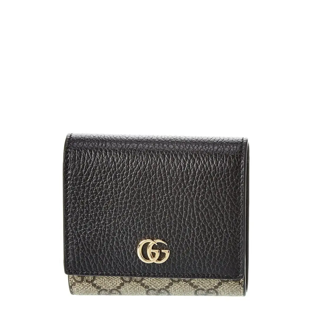 Gucci Gg Marmont Medium Gg Supreme Canvas Leather Coin Purse Women`s