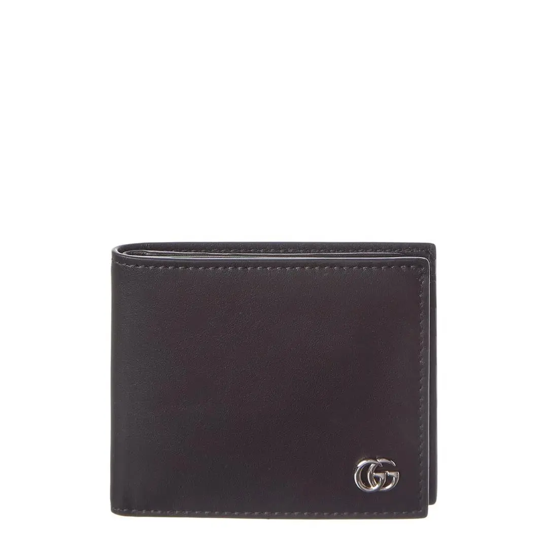 Gucci Gg Marmont Leather Bifold Wallet Men`s Black