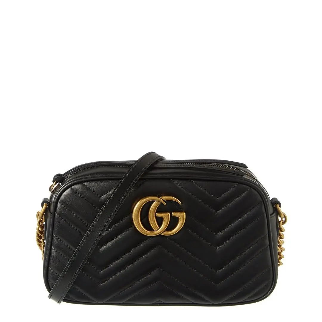Gucci Gg Marmont Small Matelasse Leather Crossbody Camera Bag Women`s Black
