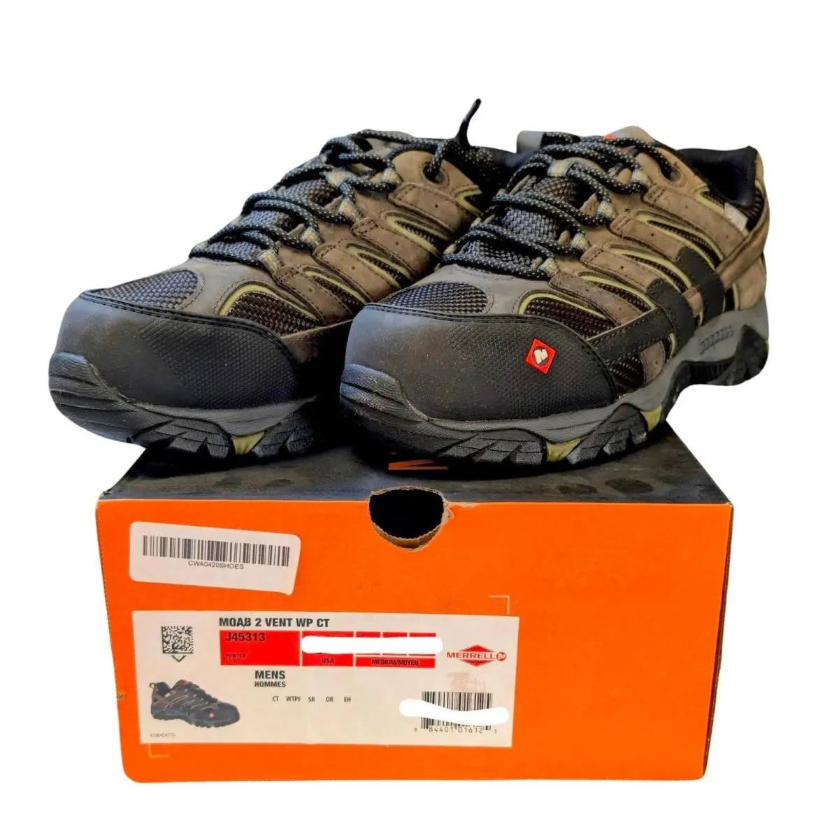 Merrell Moab 2 Vent Waterproof Composite Toe Men`s Pewter