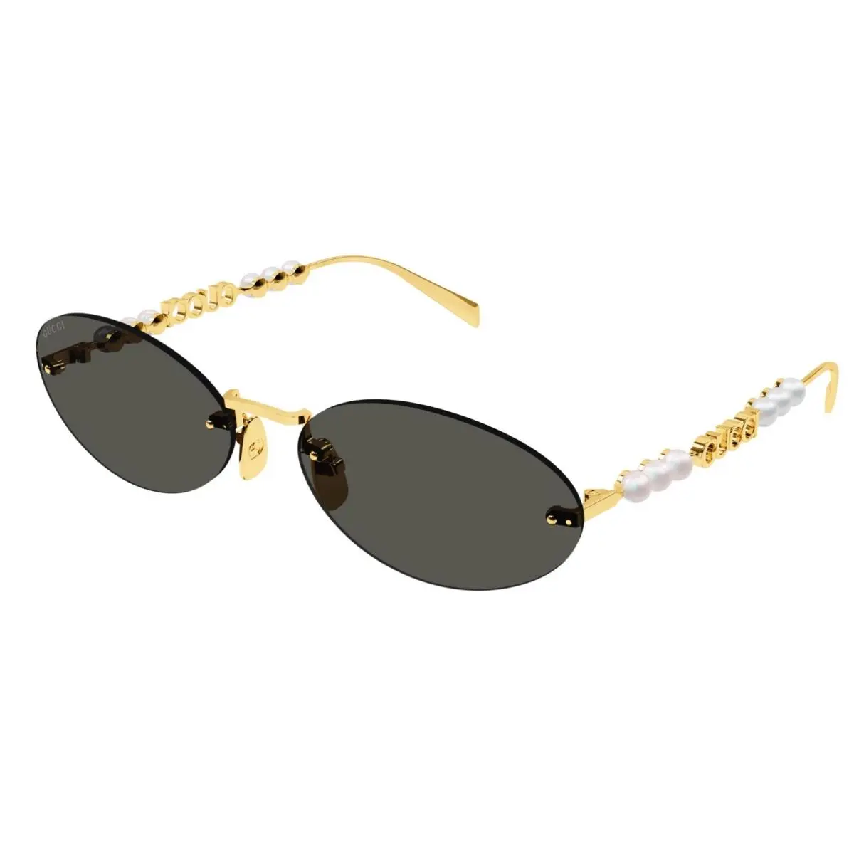 Gucci Sunglasses GG 1922 SA 001 Gold Black Pearl Grey Lens Oval Rimless 63mm