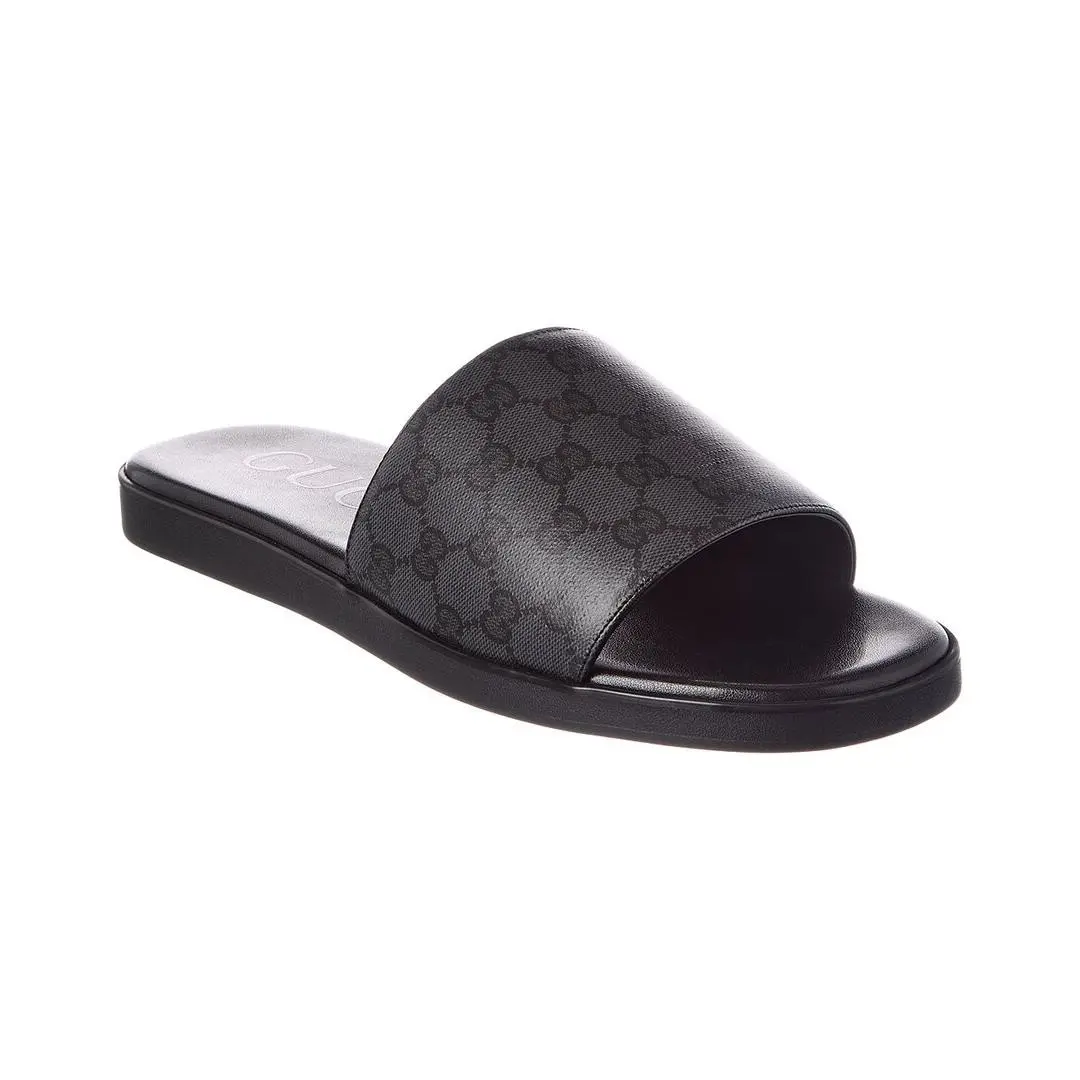Gucci Gg Coated Canvas Slide Men`s Black 7