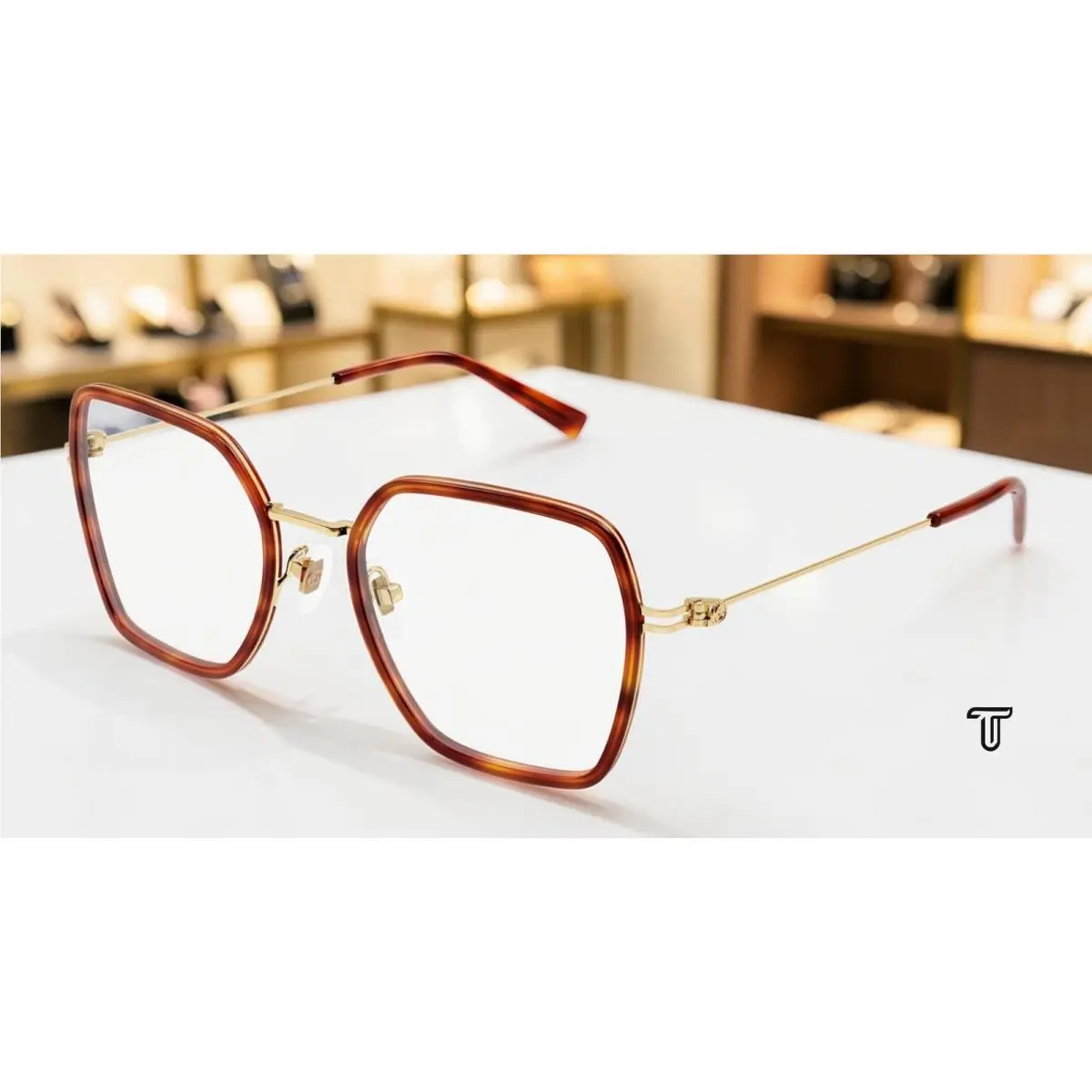 Gucci GG1850O 002 Rectangular Havana Gold Demo Lens 51 mm Women`s Eyeglasses