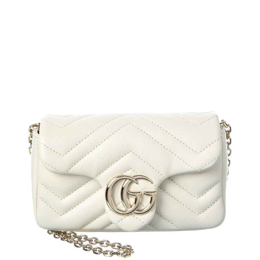 Gucci Gg Marmont Mini Leather Shoulder Bag Women`s White - Exterior: White