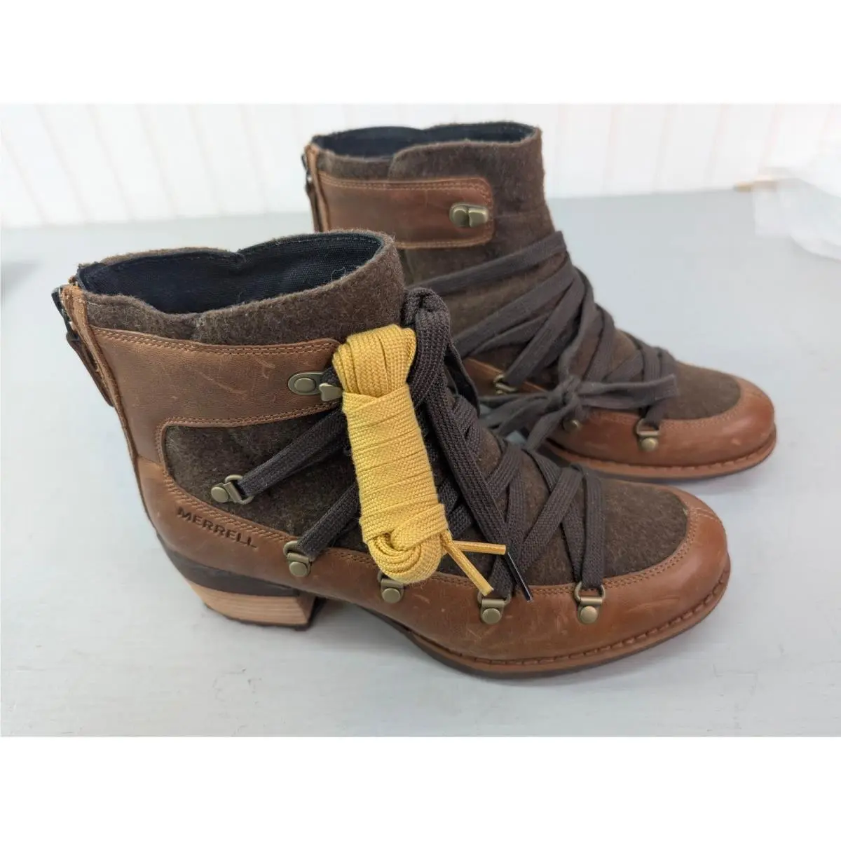 Merrell Womens Shiloh II Leather Lace Up Boots Shoes Warm Oak J004418 Size 7