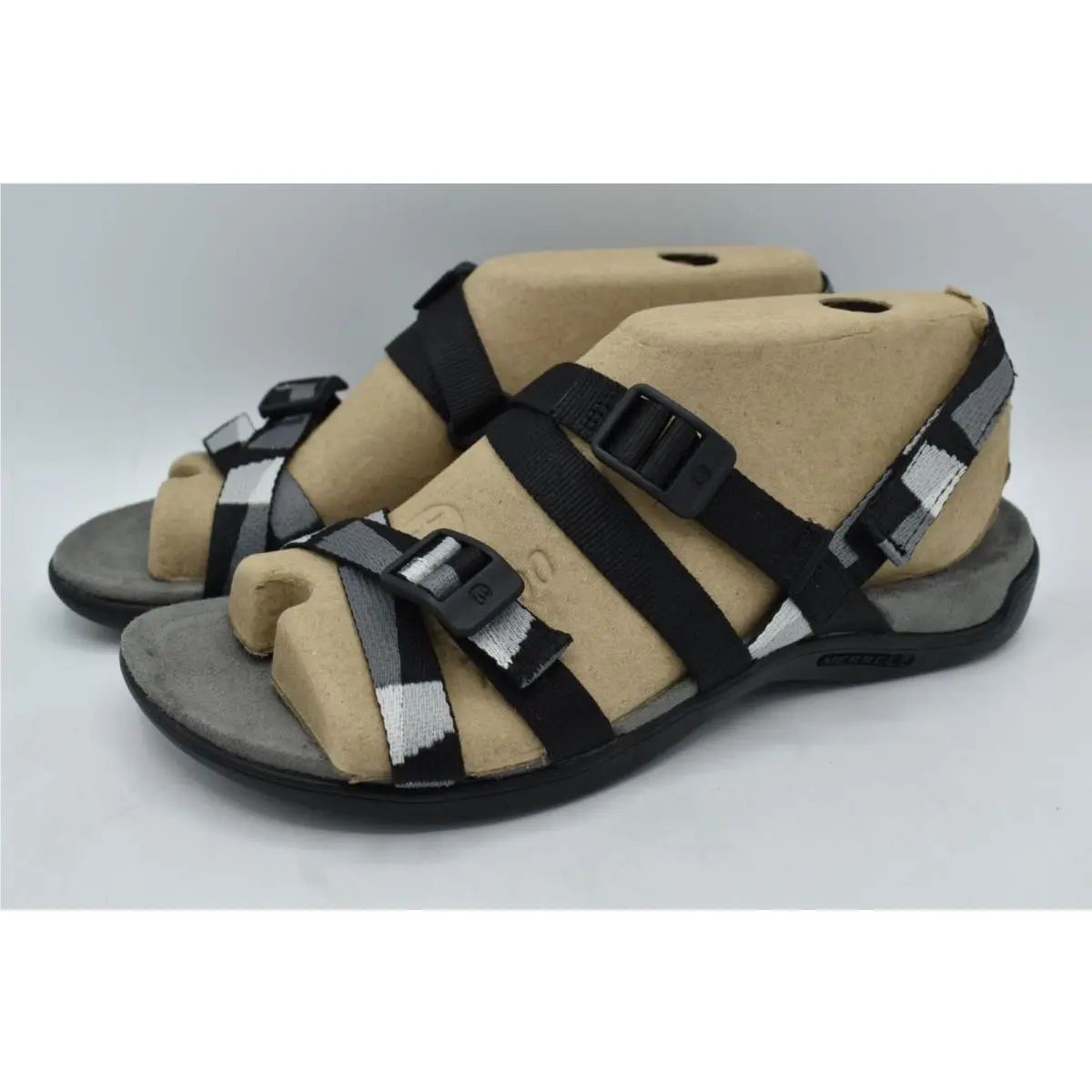 Merrell Womens Size 11 District 3 Black Backstrap Webbing Open Toe Sandals Shoes