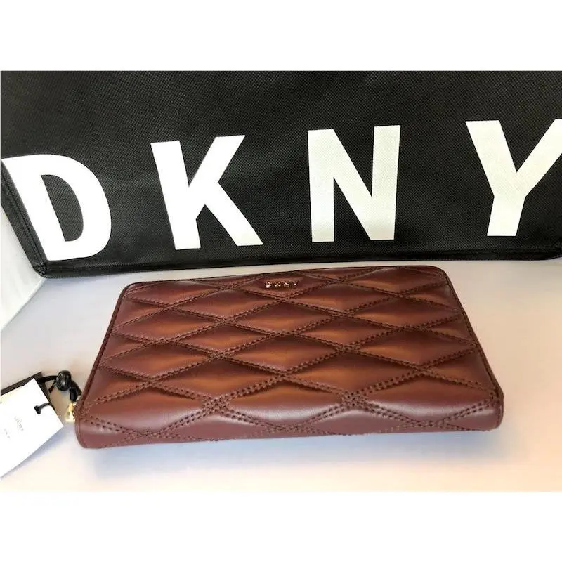 Dkny Donna Karan Gansevoort Quilted Plum Leather Zip Around Wallet by DKNY