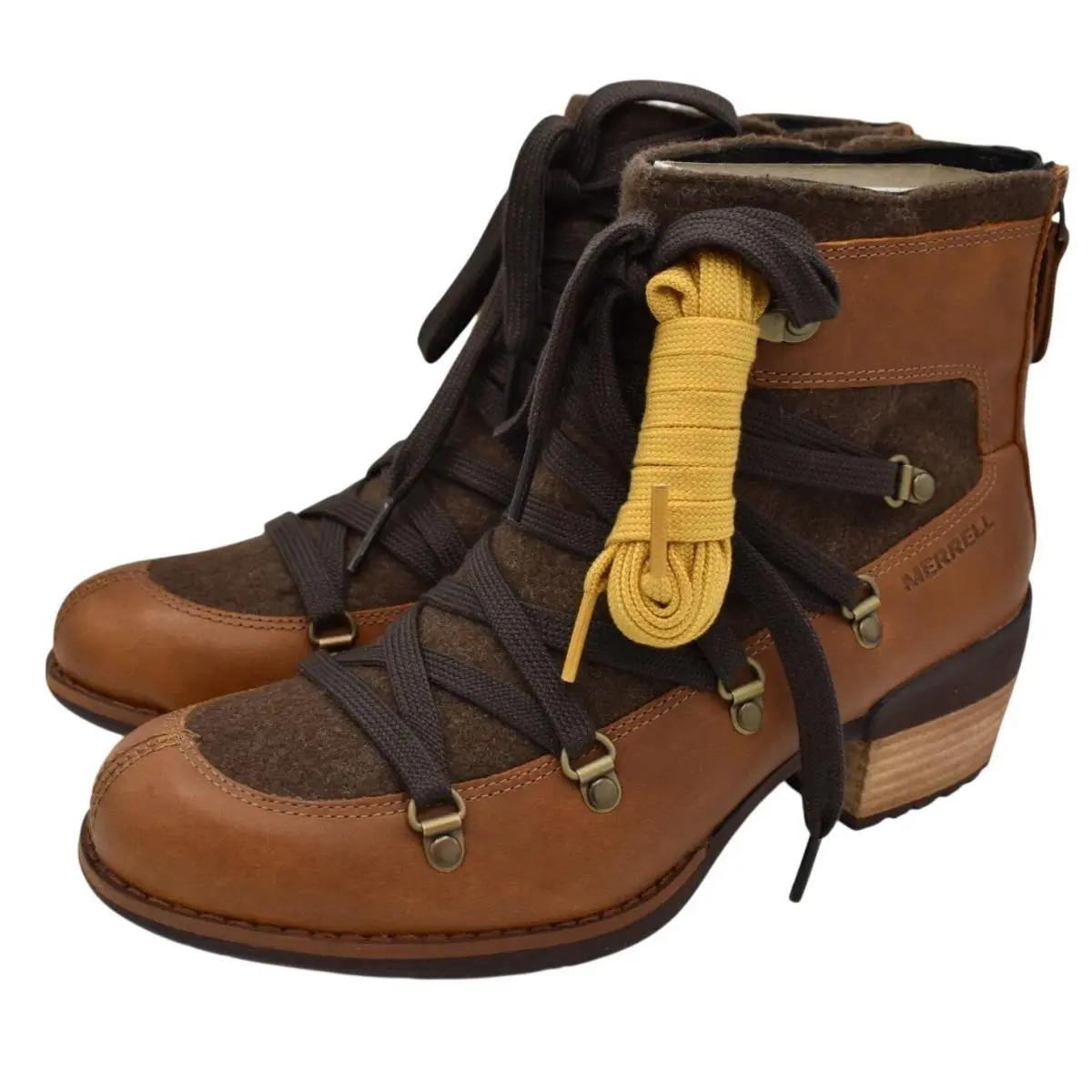 Merrell Womens Size 8 Shiloh II Warm Oak Leather Lace Up Boots Shoes