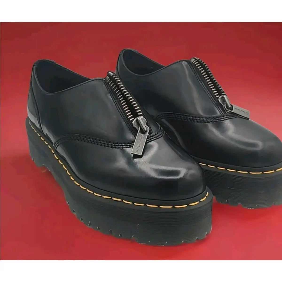 Dr. Martens Aurian II Black Smooth Leather Zip Platform Oxfords 11M 12L