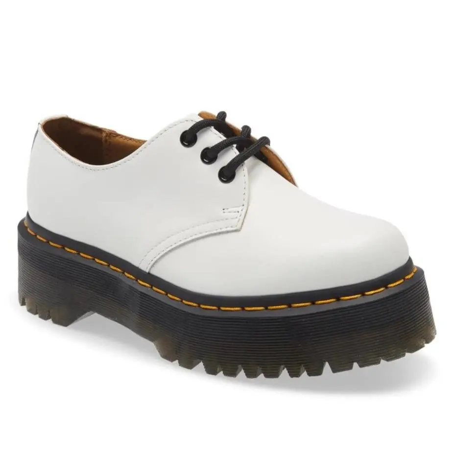 Dr. Martens 1461 Quad Leather Oxfords Platform Shoes White US Mens 8 / Womens 9