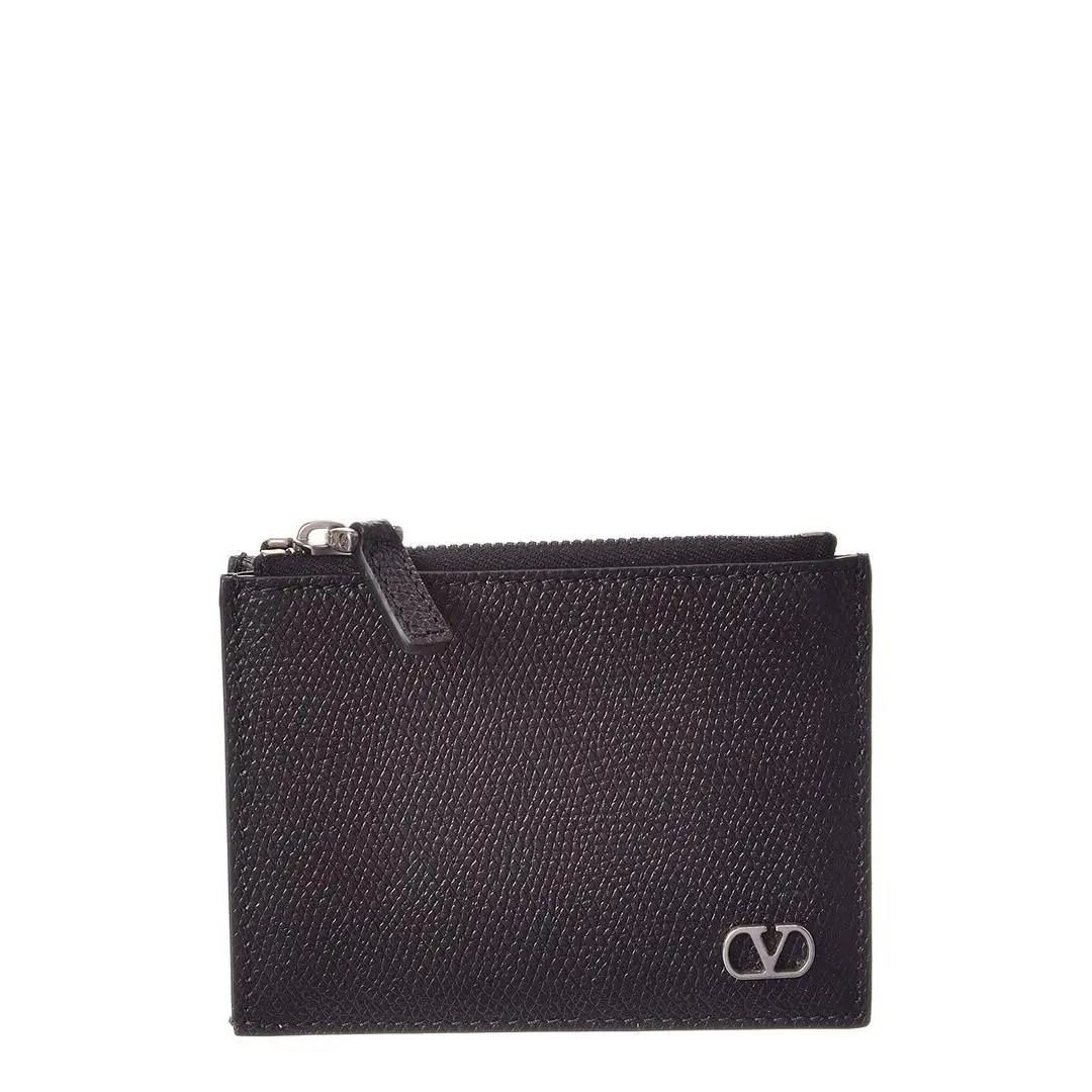 Valentino Vlogo Signature Leather Card Case Men`s Black