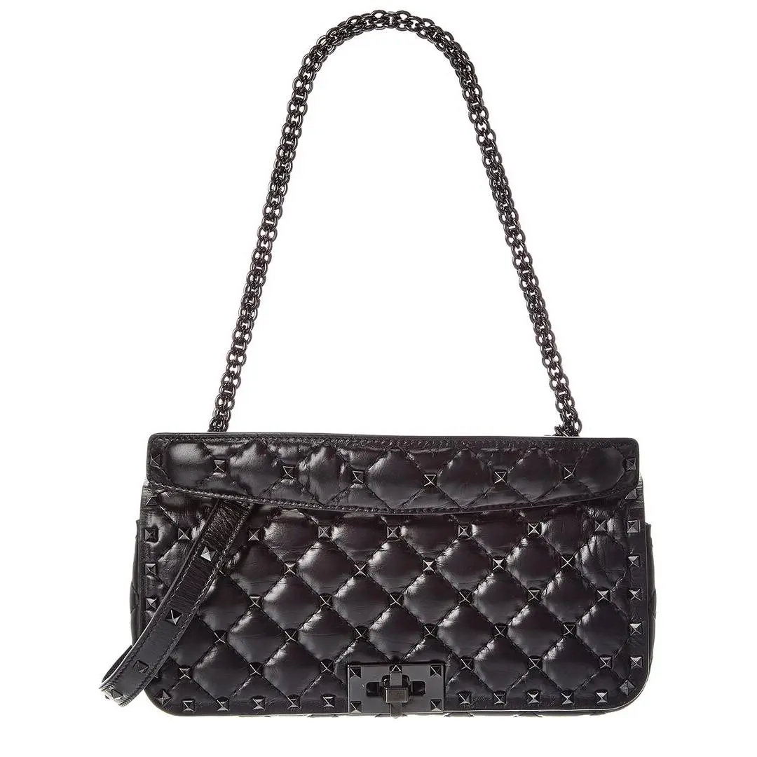 Valentino Rockstud Quilted Leather Shoulder Bag Women`s Black