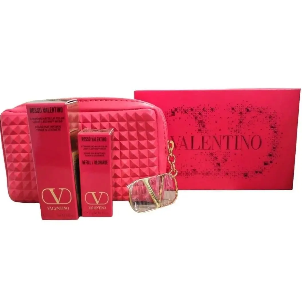 Valentino Rosso Valentino Lipstick Set 123R Matte 22R Satin Refill Red Pouch