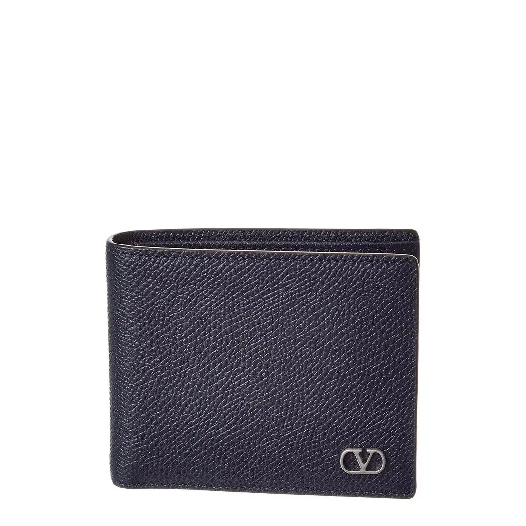 Valentino Vlogo Signature Leather Card Case Men`s Blue
