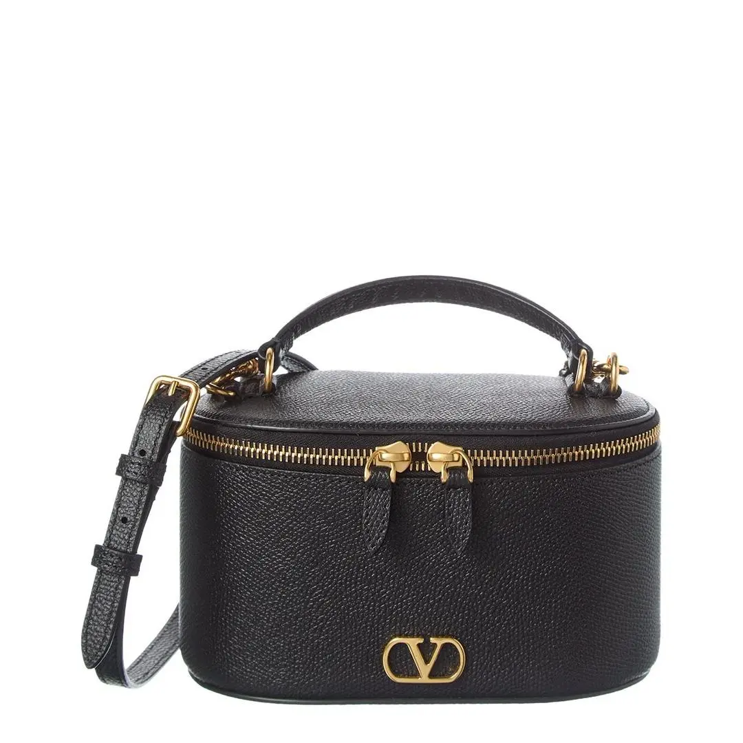 Valentino Vlogo Signature Mini Leather Vanity Bag Women`s Black