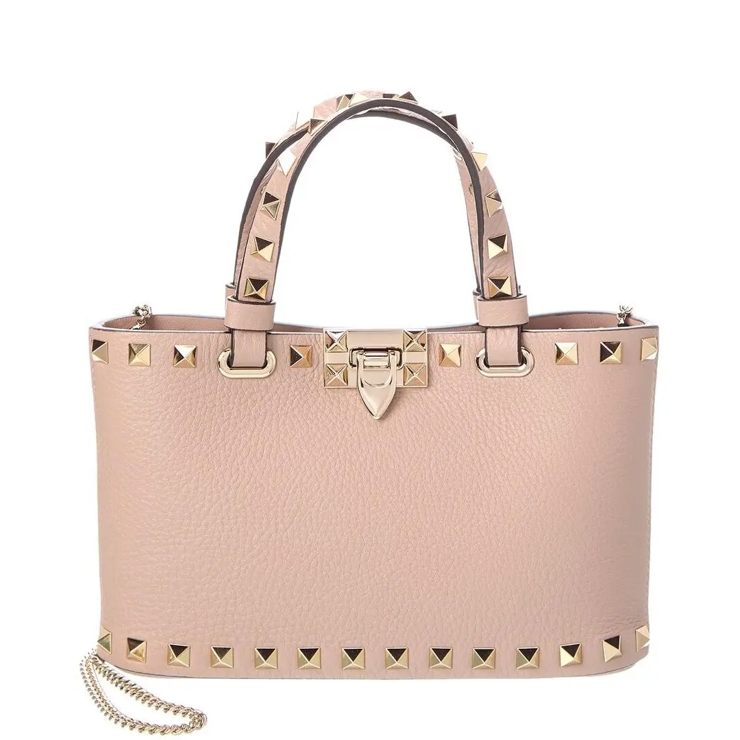 Valentino Rockstud Mini Leather Tote Women`s Beige - Exterior: Beige