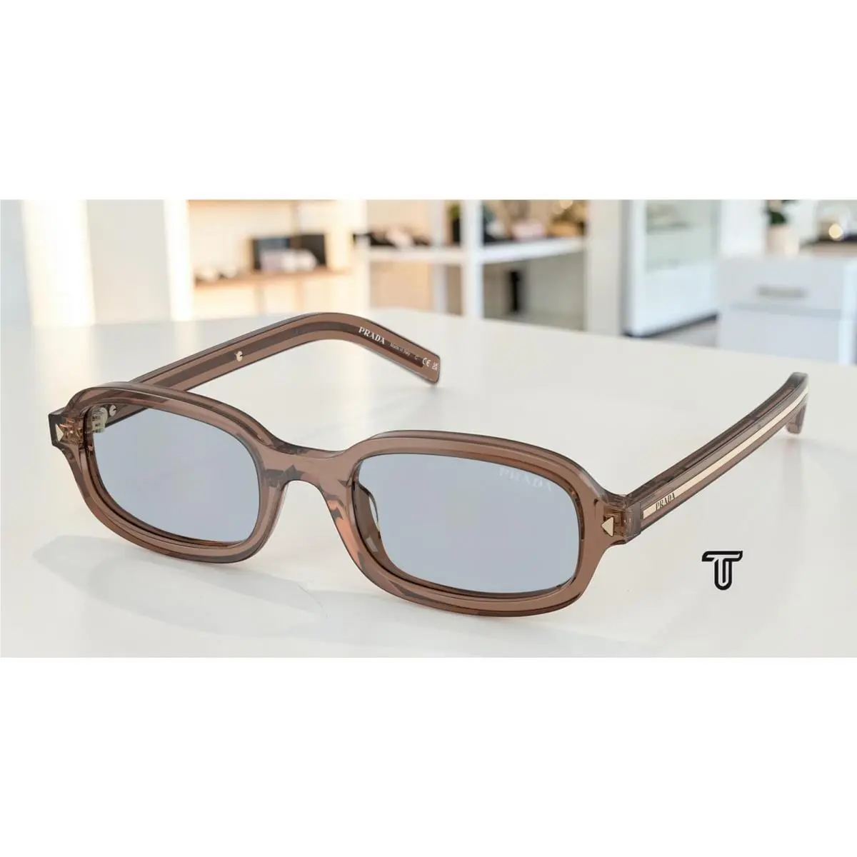 Prada PR D06S 28I30W Transparent Clay Blue Grey 50 mm Women`s Sunglasses
