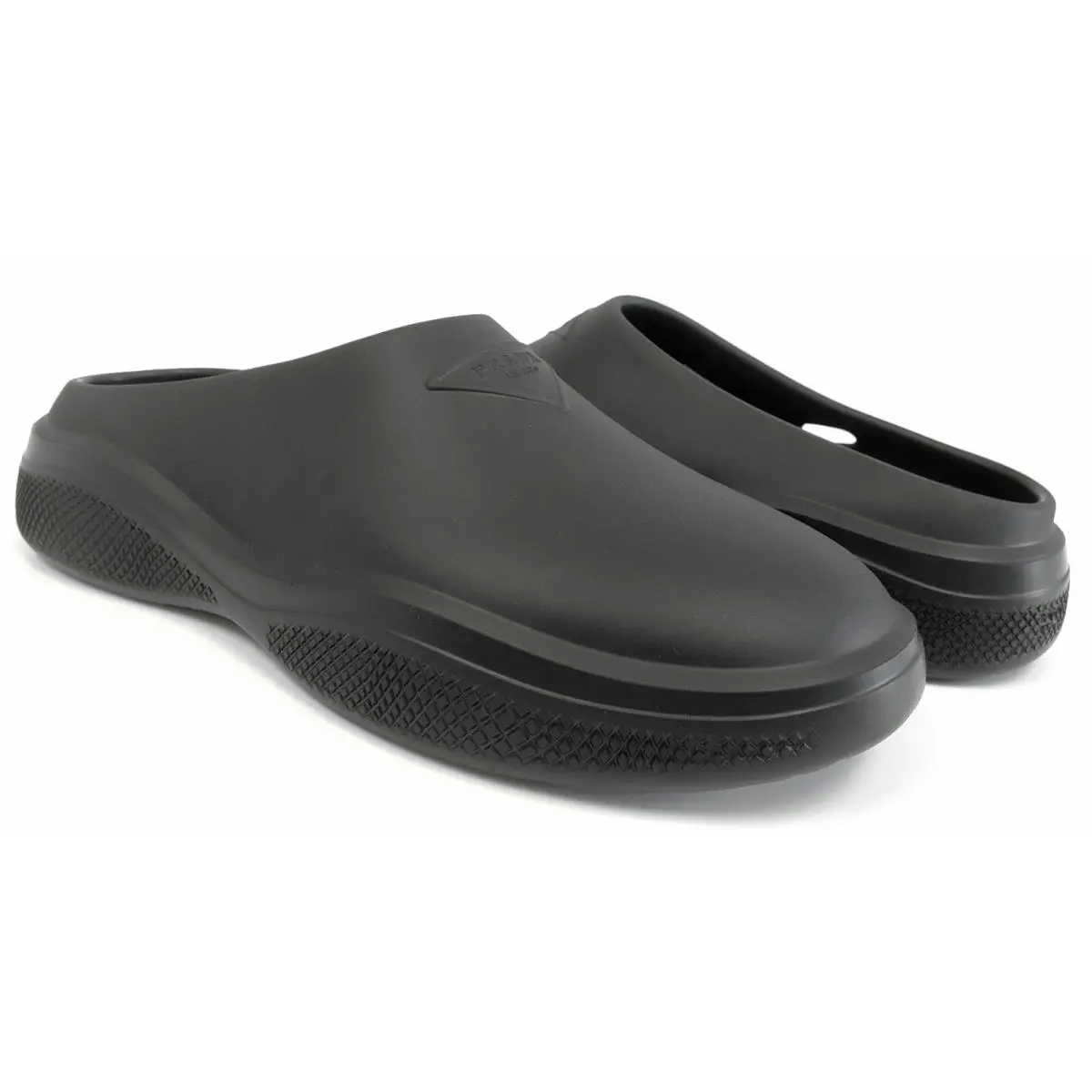 Prada Men`s Mellow Rubber Mules Clogs Slip On Loafer Shoes Black Size 42 / US 9