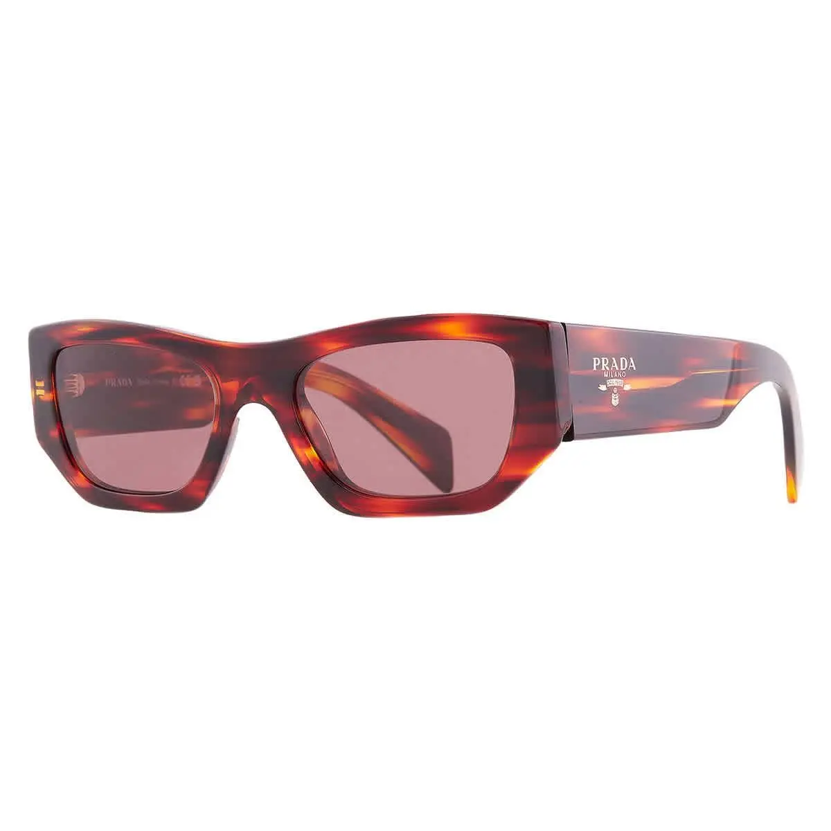 Prada Dark Violet Rectangular Unisex Sunglasses PR A01S 13O80B 53 PR A01S 13O80B