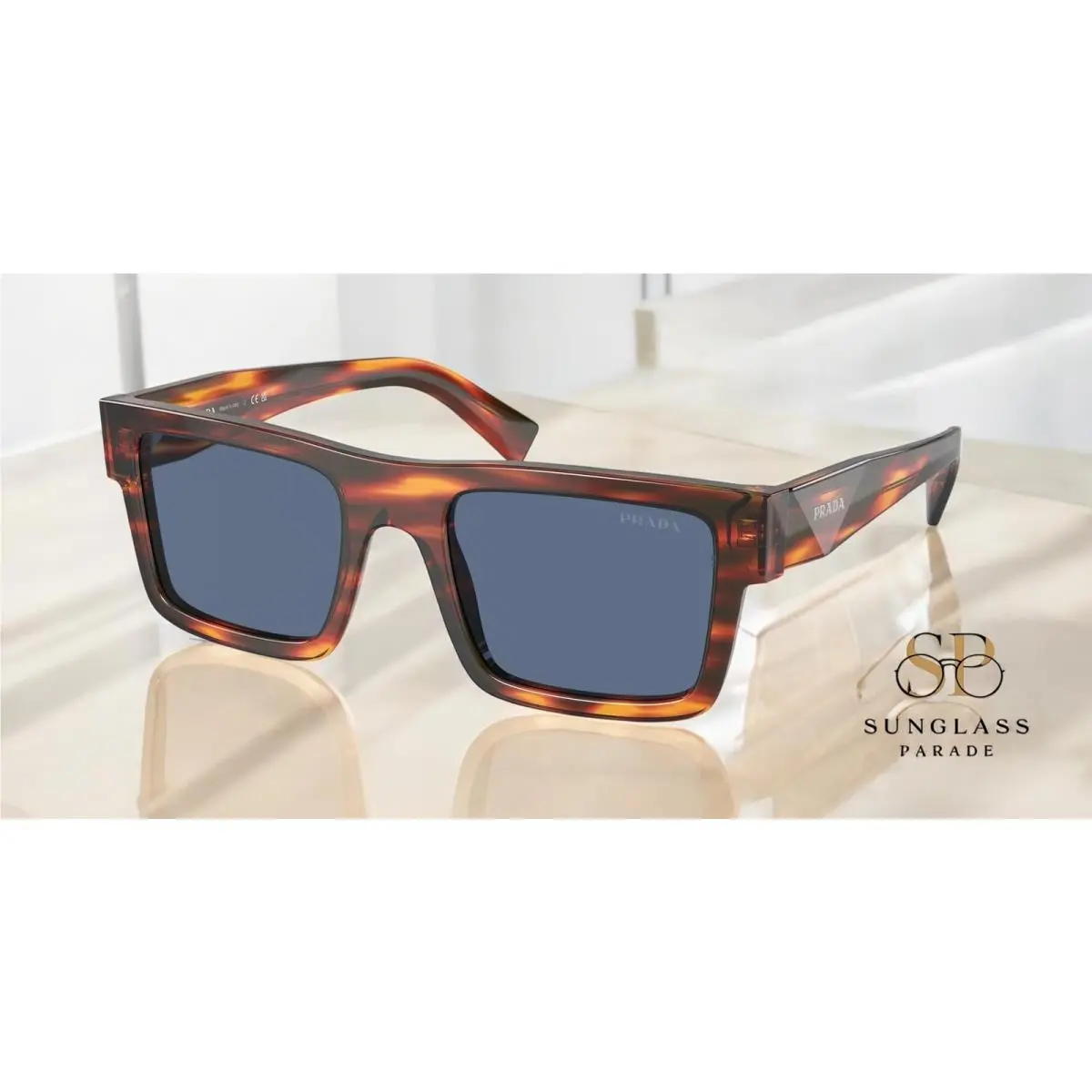 Prada PR 19WS 17R06A Striped Radica Dark Blue 52 mm Men`s Sunglasses