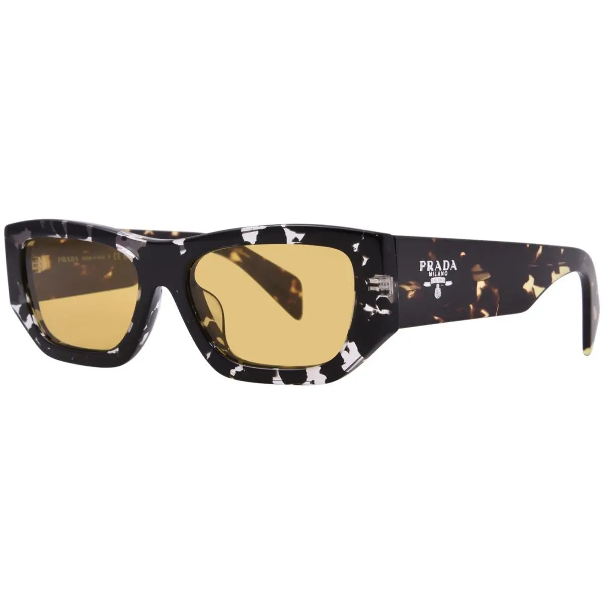 Prada PR A01SF 15O10C Sunglasses Men`s Havana/black Transparent/yellow 55mm