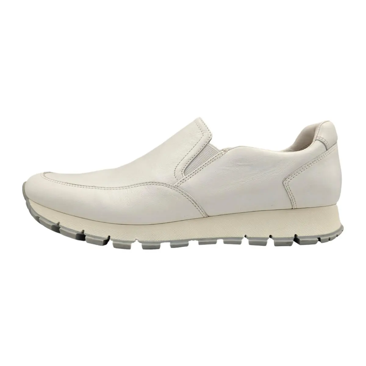 Prada Women`s Slip On Sneakers White Leather D3392 Size EU 40 US 9