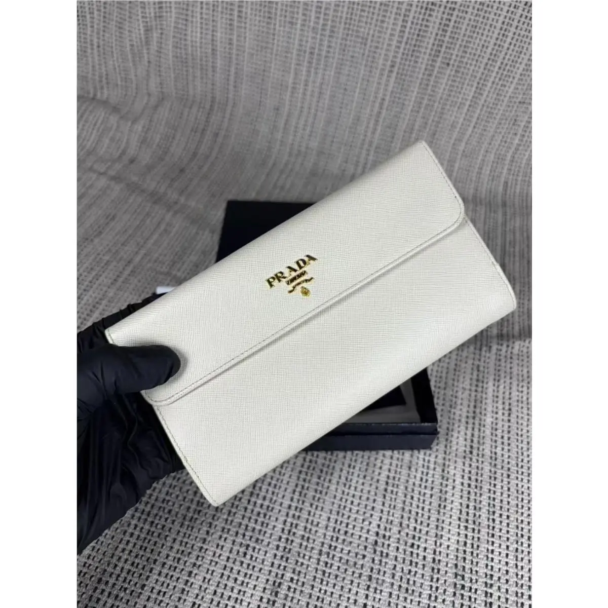 Prada Women`s Saffiano White Wallet