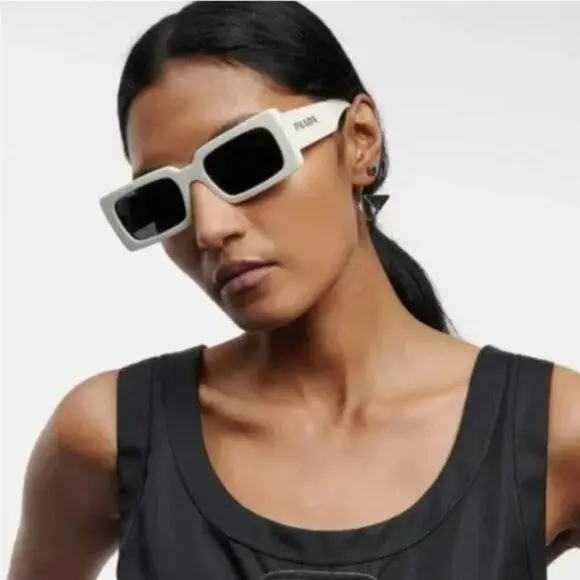 Square White PRA07S 1425S0 Sunglasses Pra 07Y Eyewear by Prada
