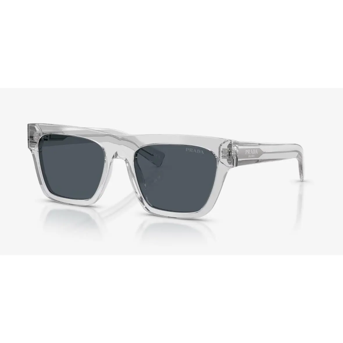 Prada PR C03S 17P70B Crystal Grey Sunglasses Dark Grey Lens w/ Case Cloth