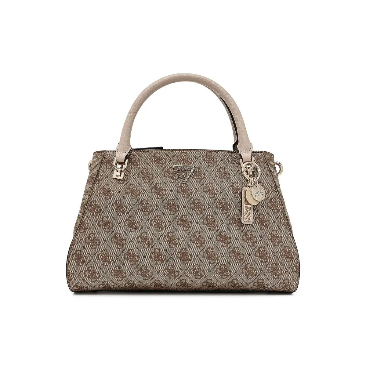 Woman`s Handbags  Noelle Ii Luxury Satchel Latte Logo by Guess