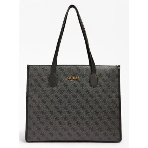 Guess Sb866524 Silvana Womens Girlfriend Logo Handle Top Tote Bag In Coal