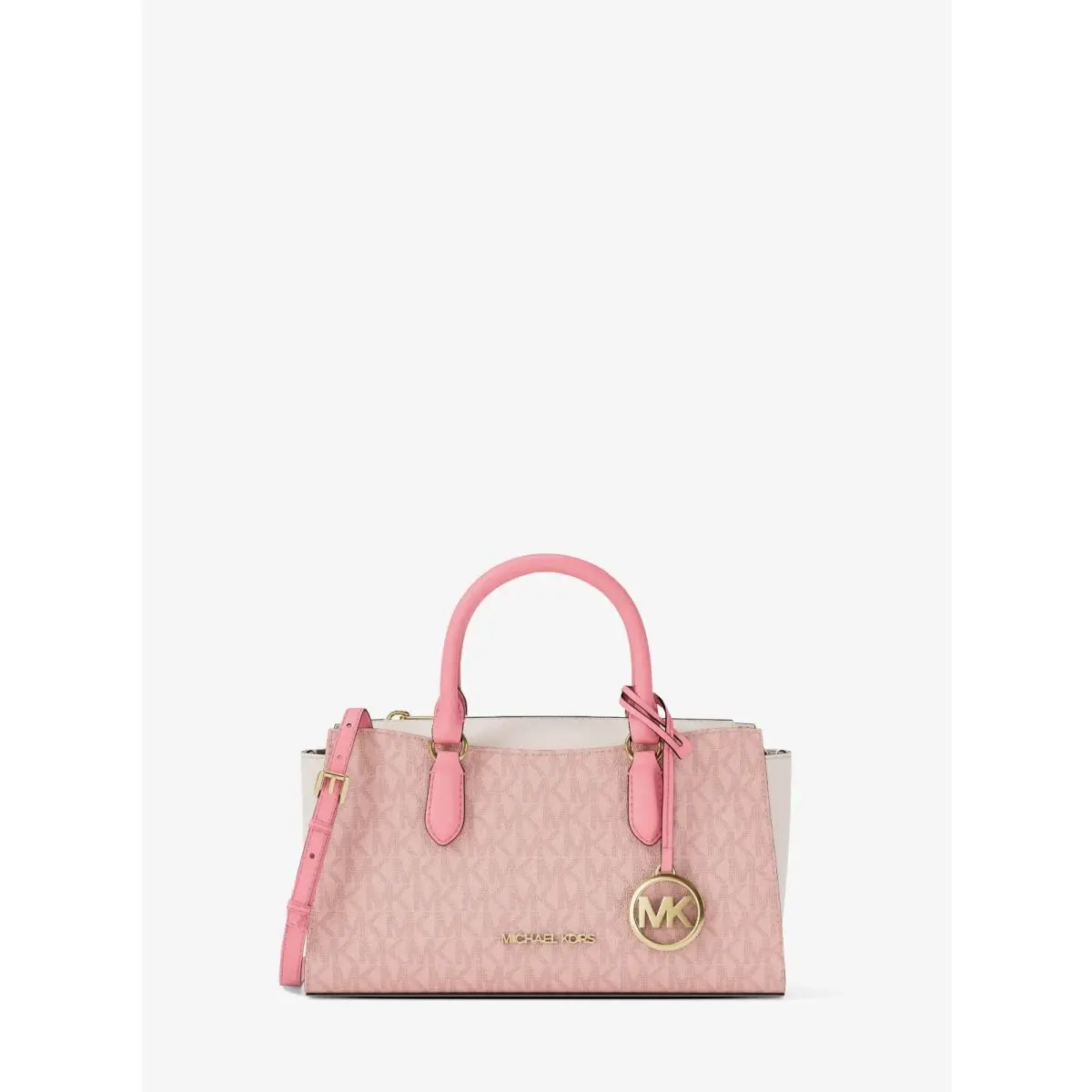 Michael Kors Arden Small Pink Color-block Signature Logo Messenger Bag